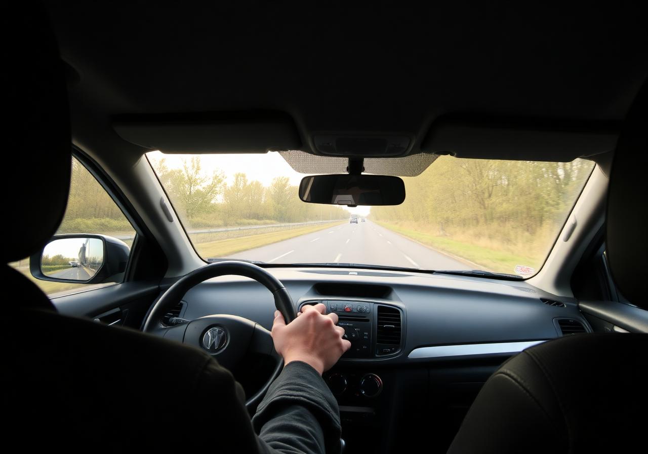 Hand op de pook van een schakelauto tijdens een rijles bij Drive2Day